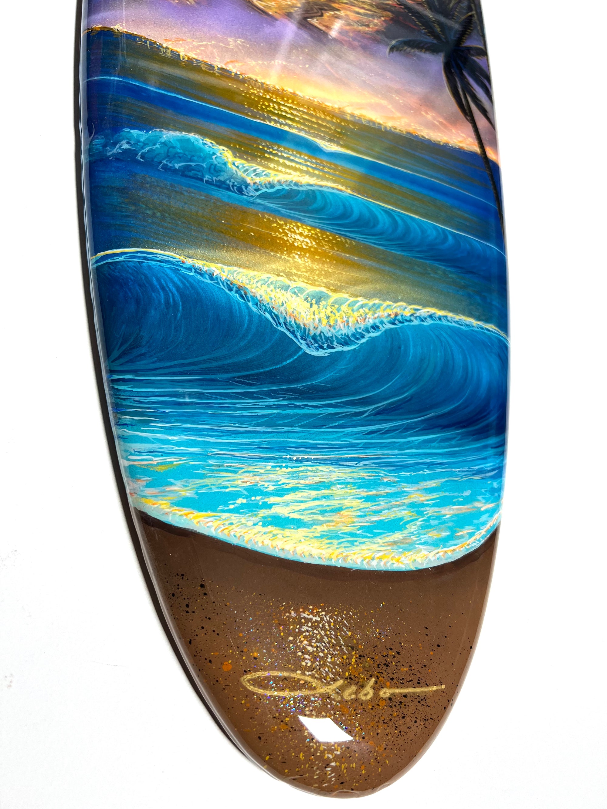 40" "Face Of Pele" Original Painting on Mini Surfboard with Epoxy finish