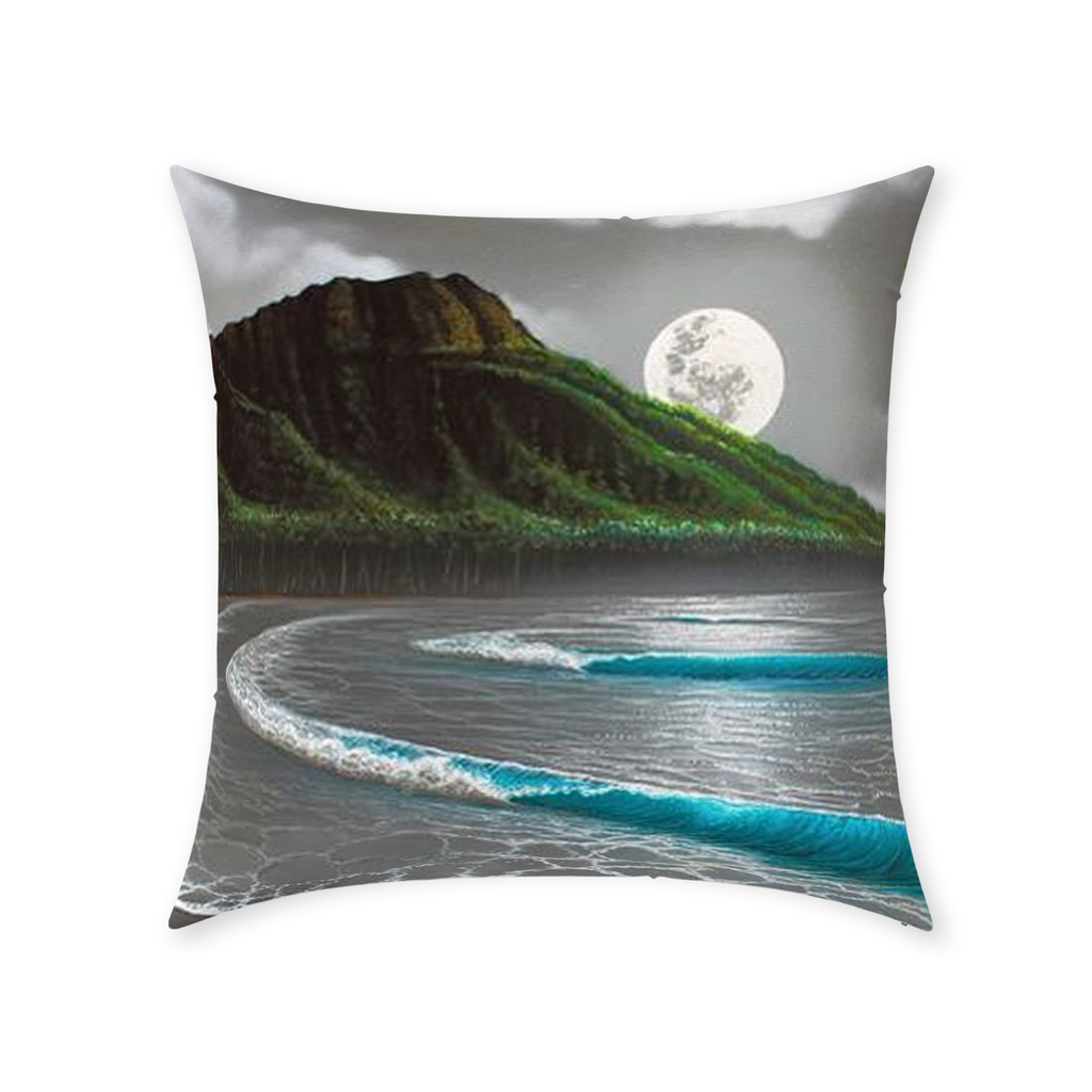 "Moonrise Waikiki" Throw Pillows