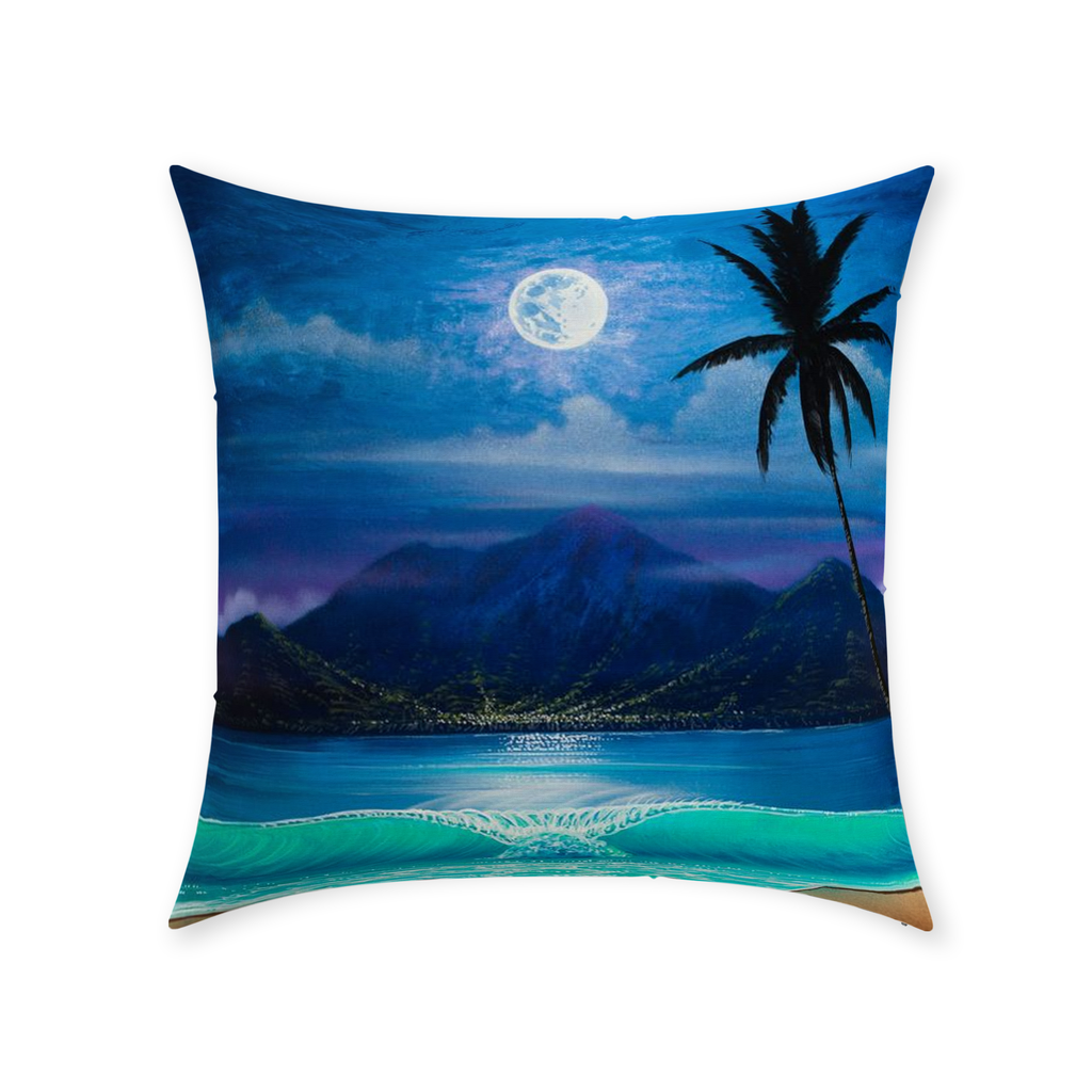 "Moon Over Hilo Bay" Throw Pillows