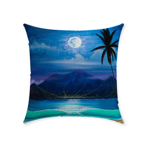 "Moon Over Hilo Bay" Throw Pillows
