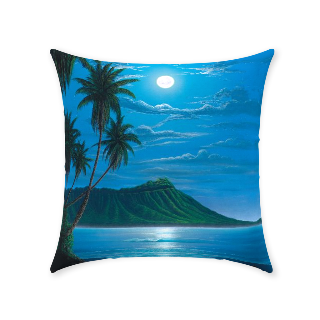 "Diamond Head Moon" Throw Pillows